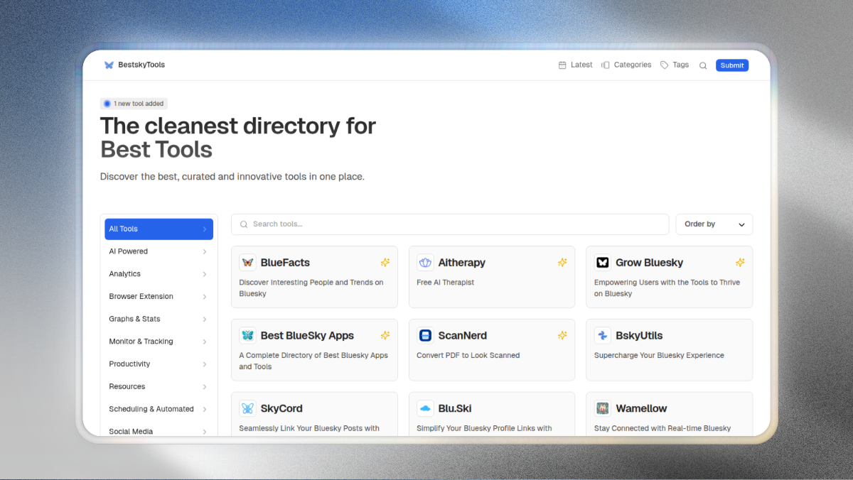 A screenshot of BestskyTools's homepage